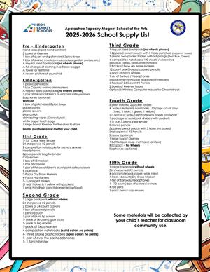 25 26 Supply List